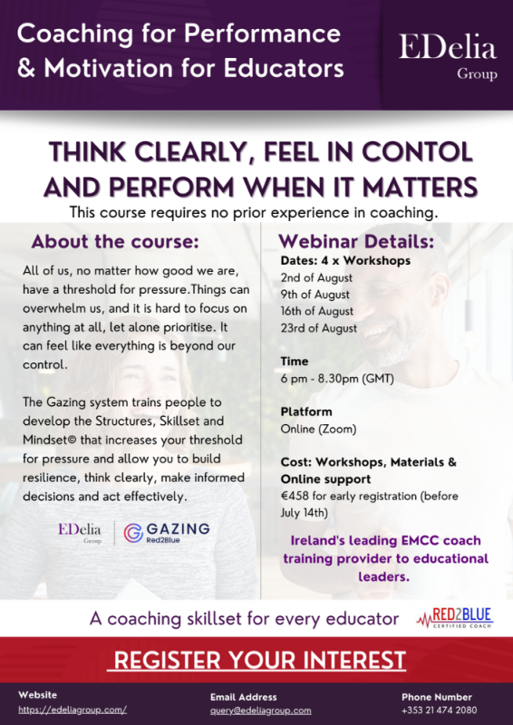 coaching for performance motivation red2blue course 7th of september 2023