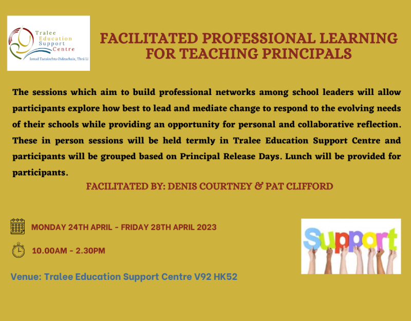 facilitated learning day for teaching principals 24th 28th april 2023