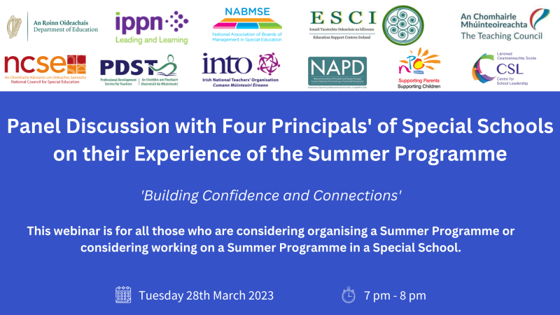 panel discussion with principals from four special schools on their experience of the summer programme