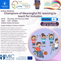 26TRA240 Champions of Meaningful PE: learning to teach for inclusion (Erasmus+ funded)