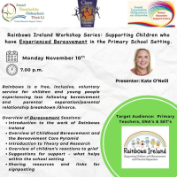 25TRA710  Rainbows Ireland Workshop Series: Supporting Children who have Experienced Bereavement in the Primary School Setting